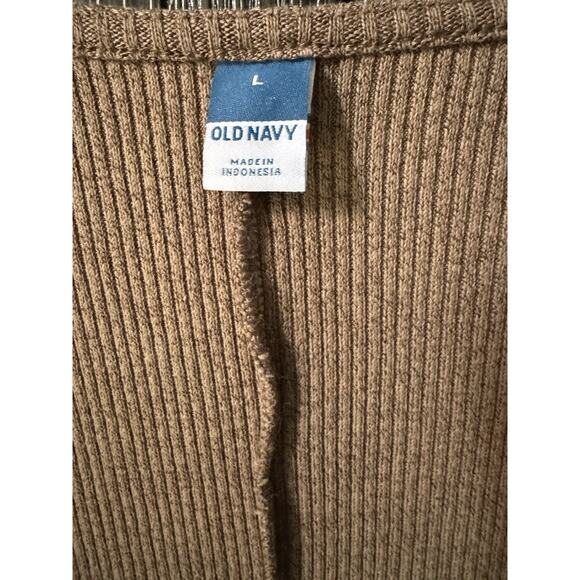 Old Navy Midi Minimalist Ribbed Twist Front Brown Fitted That Girl Dress Size L - Picture 3 of 7